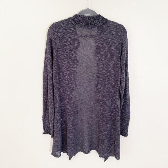 Sarah Spencer tunic length long sleeve open front ruffle cardigan sweater - Picture 4 of 7